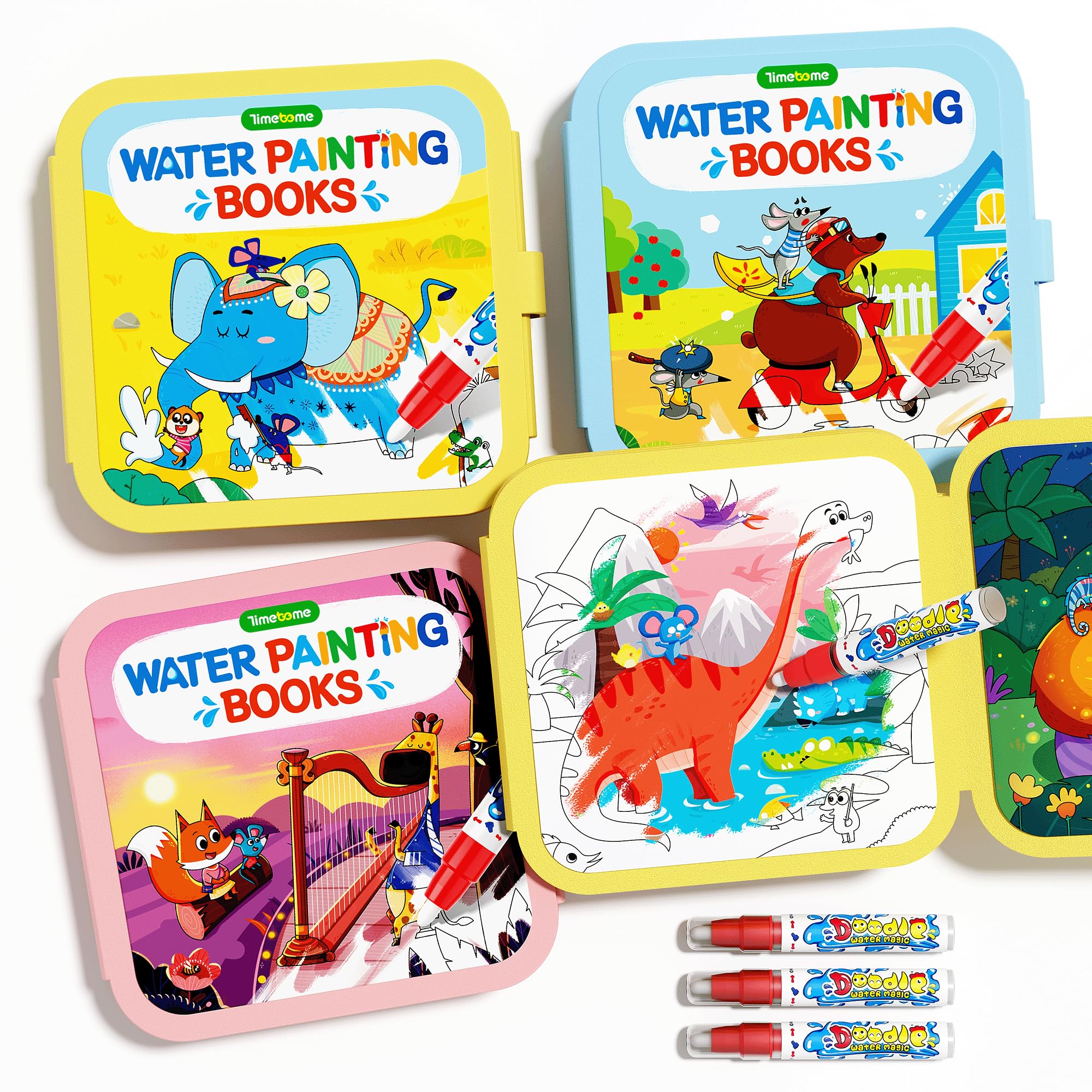 Timetome paquete frontal mostrando los tres libros y bolígrafos, ideal para regalo