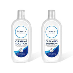 Tineco envase frontal 2L mostrando etiqueta y compatibilidad, limpieza eficaz