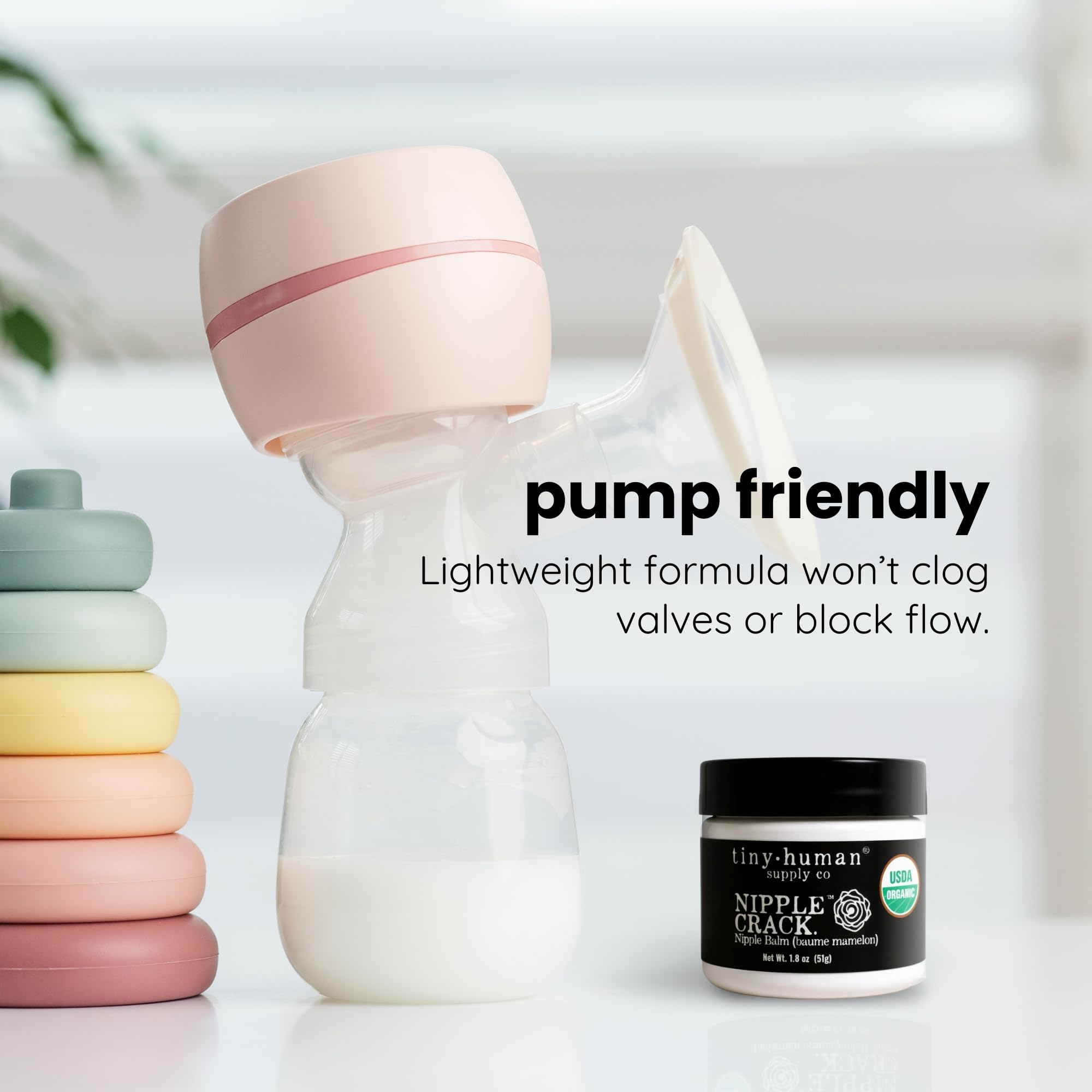 Tiny Human Supply Co detalle de ingredientes orgánicos y su pureza protectora