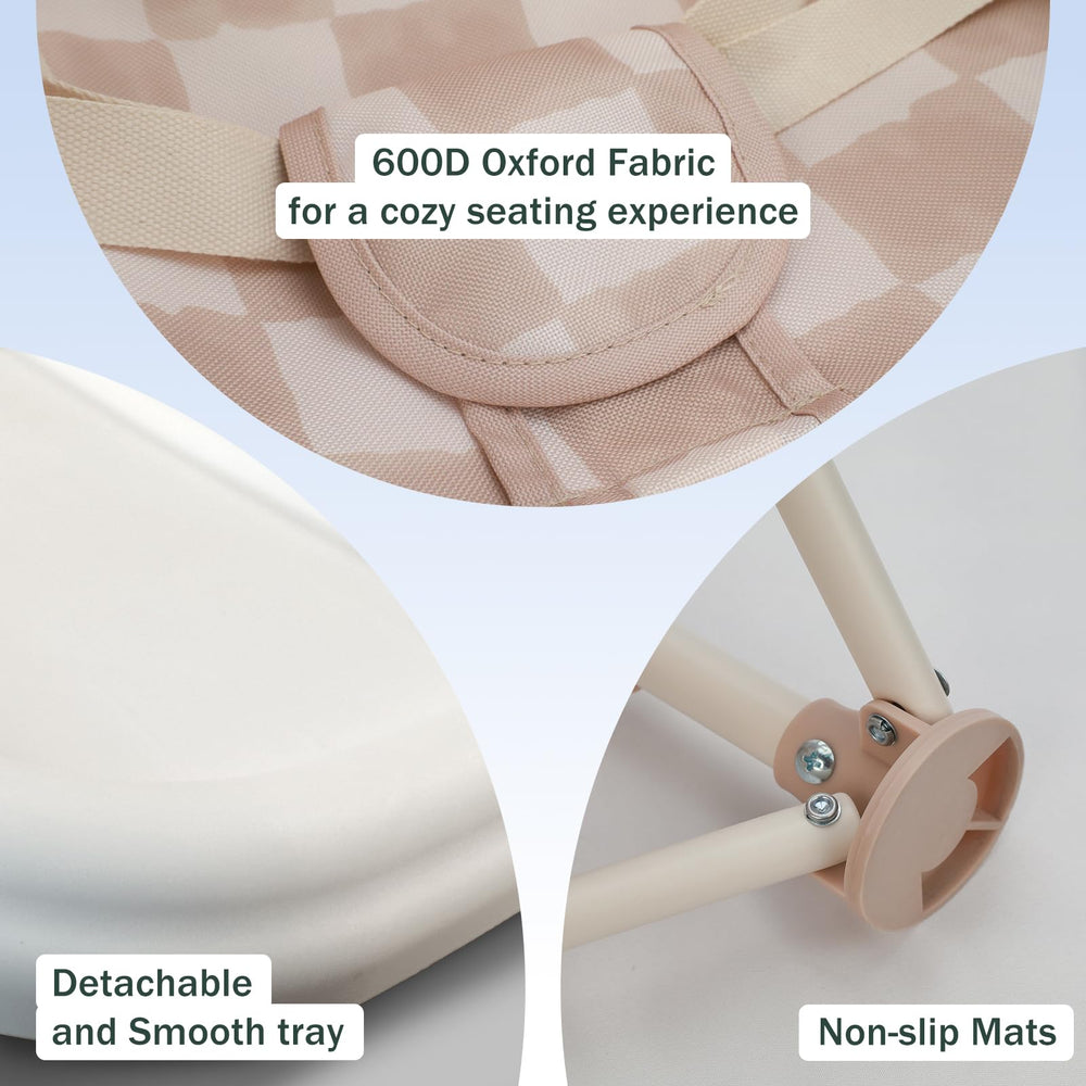 Tiny Marvels usado como asiento de suelo seguro para bebé que se sienta solo
