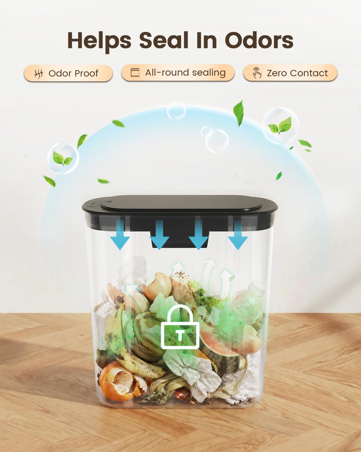 TIPGO cubo ubicado en baño pequeño mostrando adaptabilidad