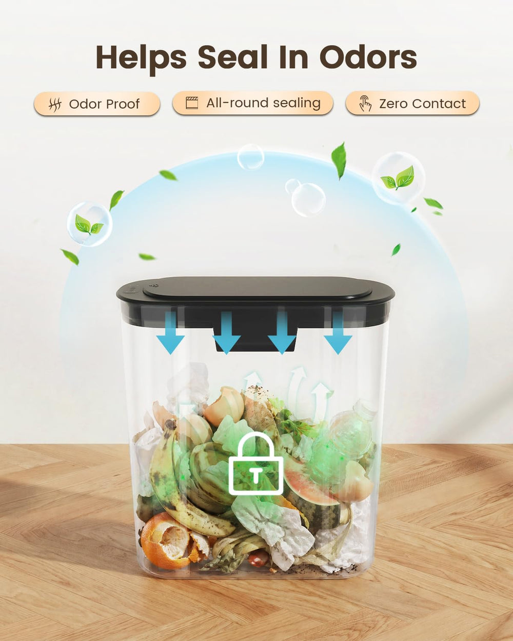 TIPGO cubo ubicado en baño pequeño mostrando adaptabilidad