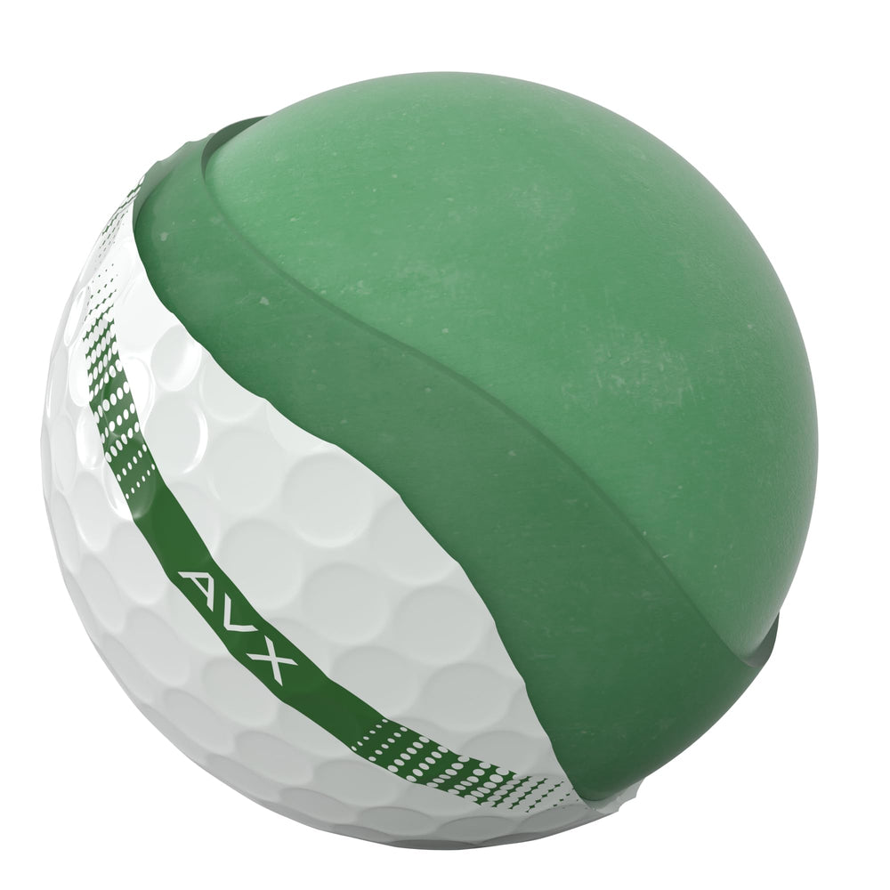 Close-up de la cubierta de uretano Titleist AVX AIM mostrando textura y tacto blando