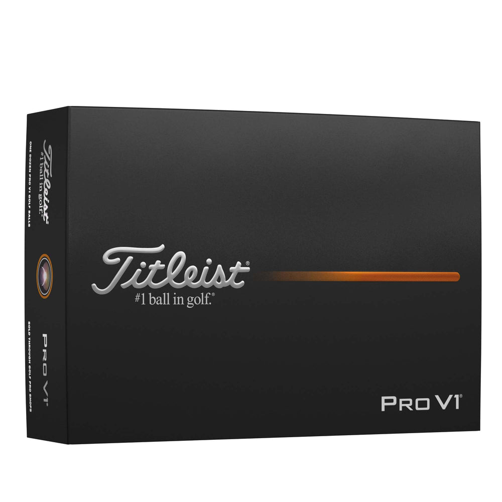 Titleist Pro V1 empaque frontal mostrando caja y cantidad, beneficio claridad de producto