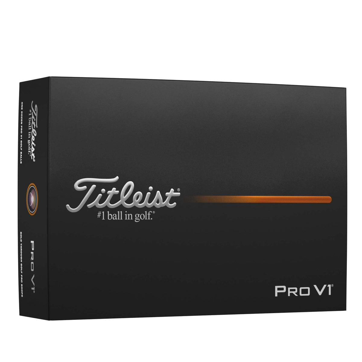 Titleist Pro V1 empaque frontal mostrando caja y cantidad, beneficio claridad de producto