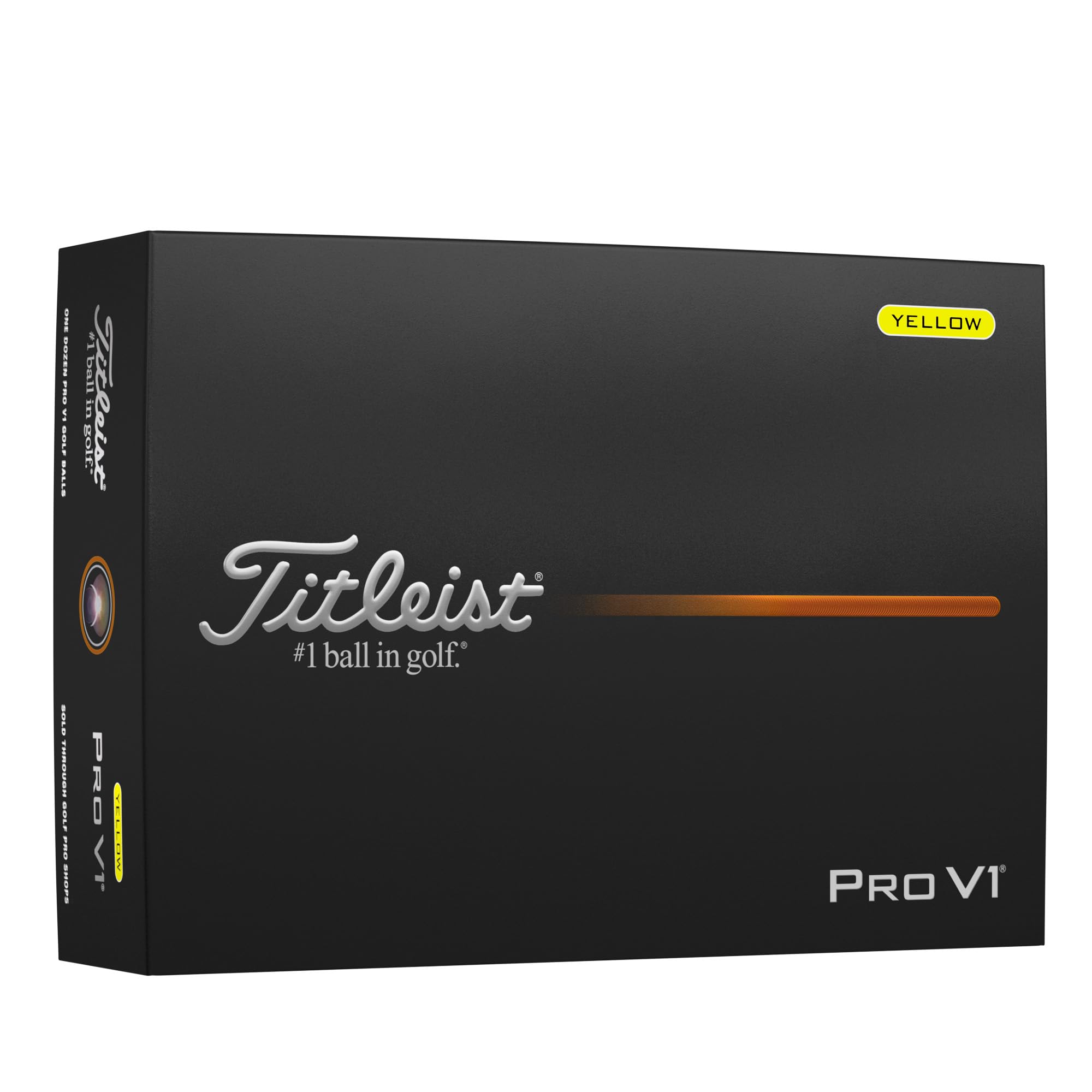 Titleist Pro V1 Yellow vista frontal con alta visibilidad