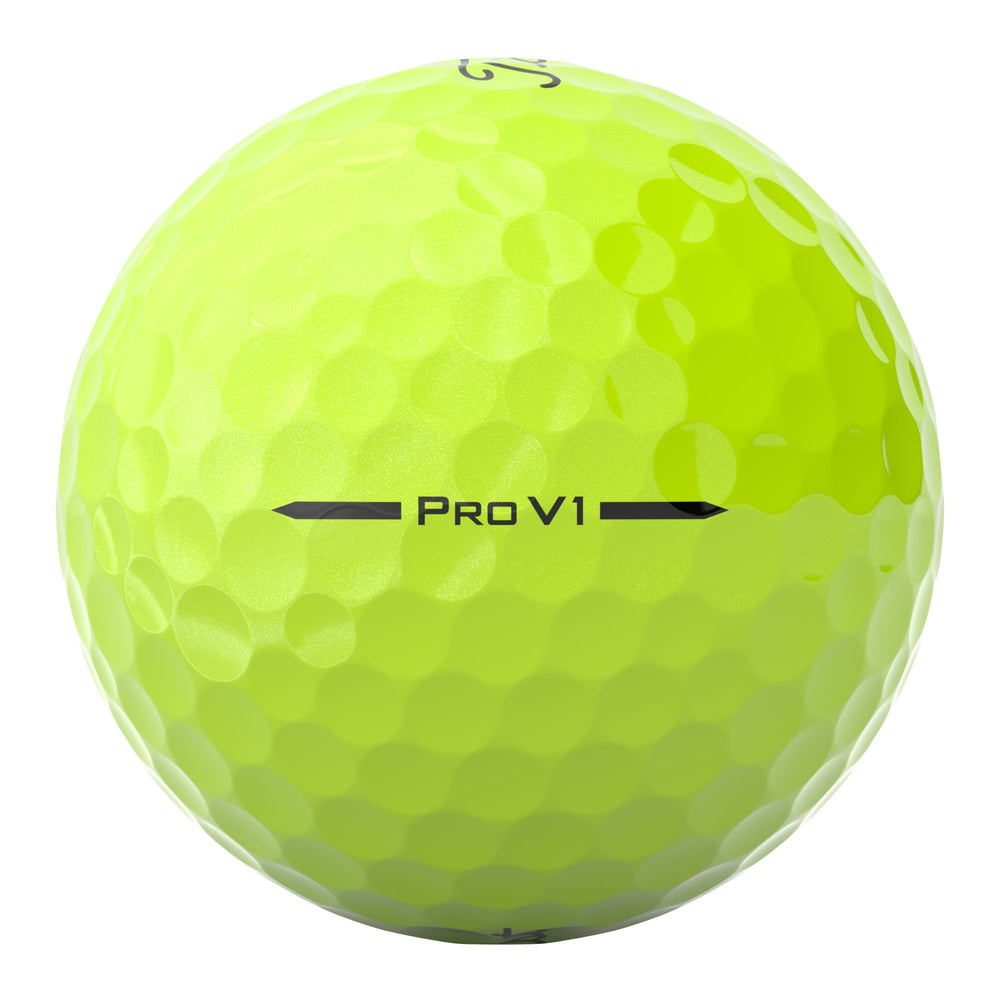 Titleist Pro V1 Yellow caja de producto mostrando presentación profesional