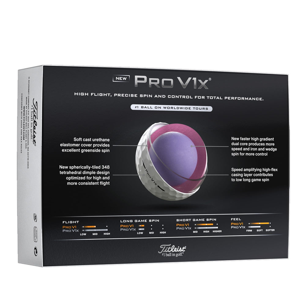 Titleist Pro V1x High #'s en green con jugador, ilustrando frenado y control cerca del hoyo