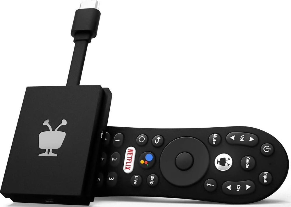 TiVo Stream 4K frontal mostrando su diseño compacto y fácil conexión