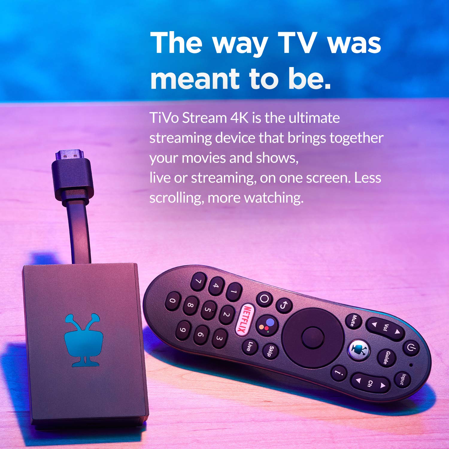 Detalle del acabado del TiVo Stream 4K resaltando su construcción sólida
