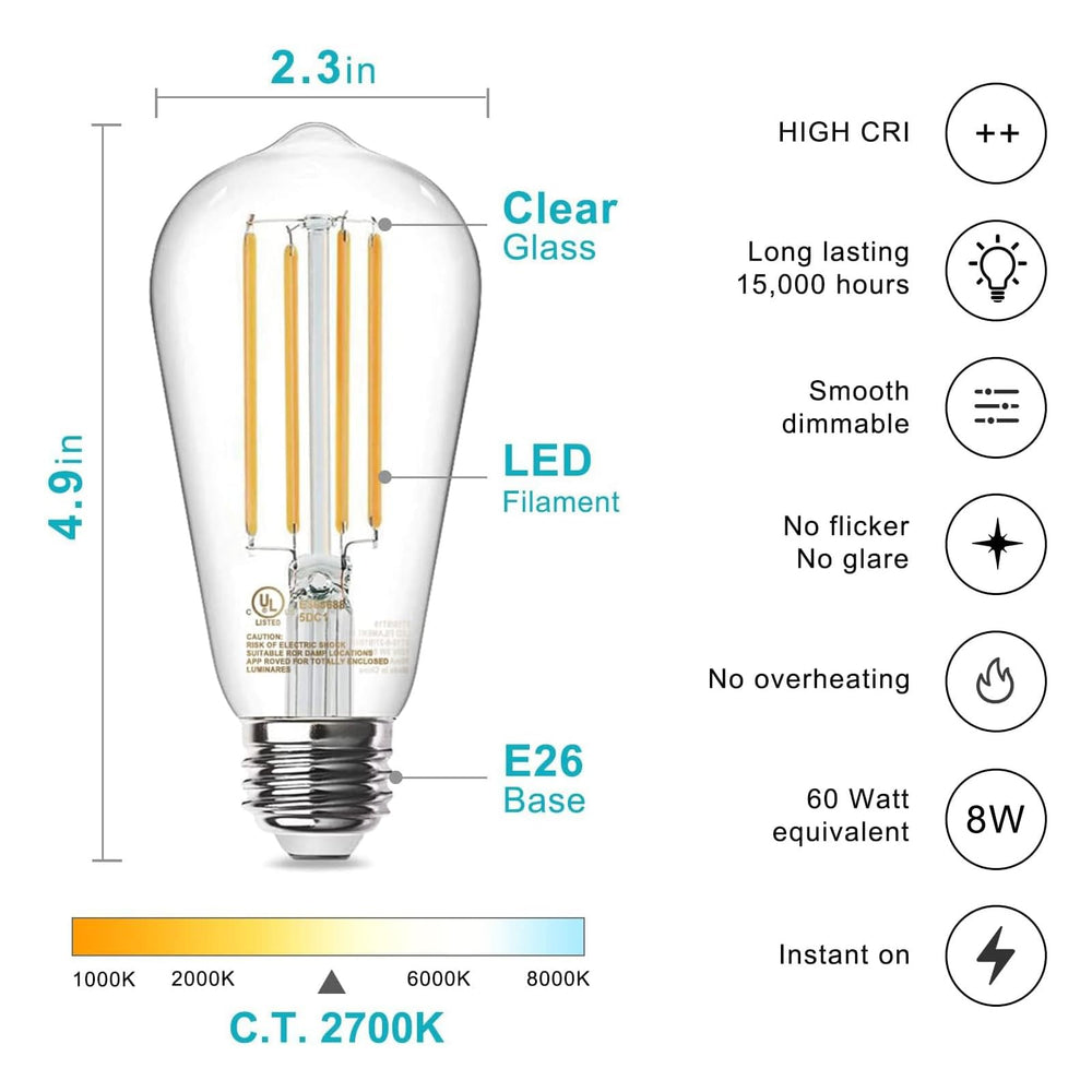 TJOY primer plano del filamento LED vintage con aspecto cálido y eficiente