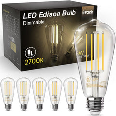 TJOY vista frontal de la bombilla Edison mostrando diseño vintage y ahorro energético