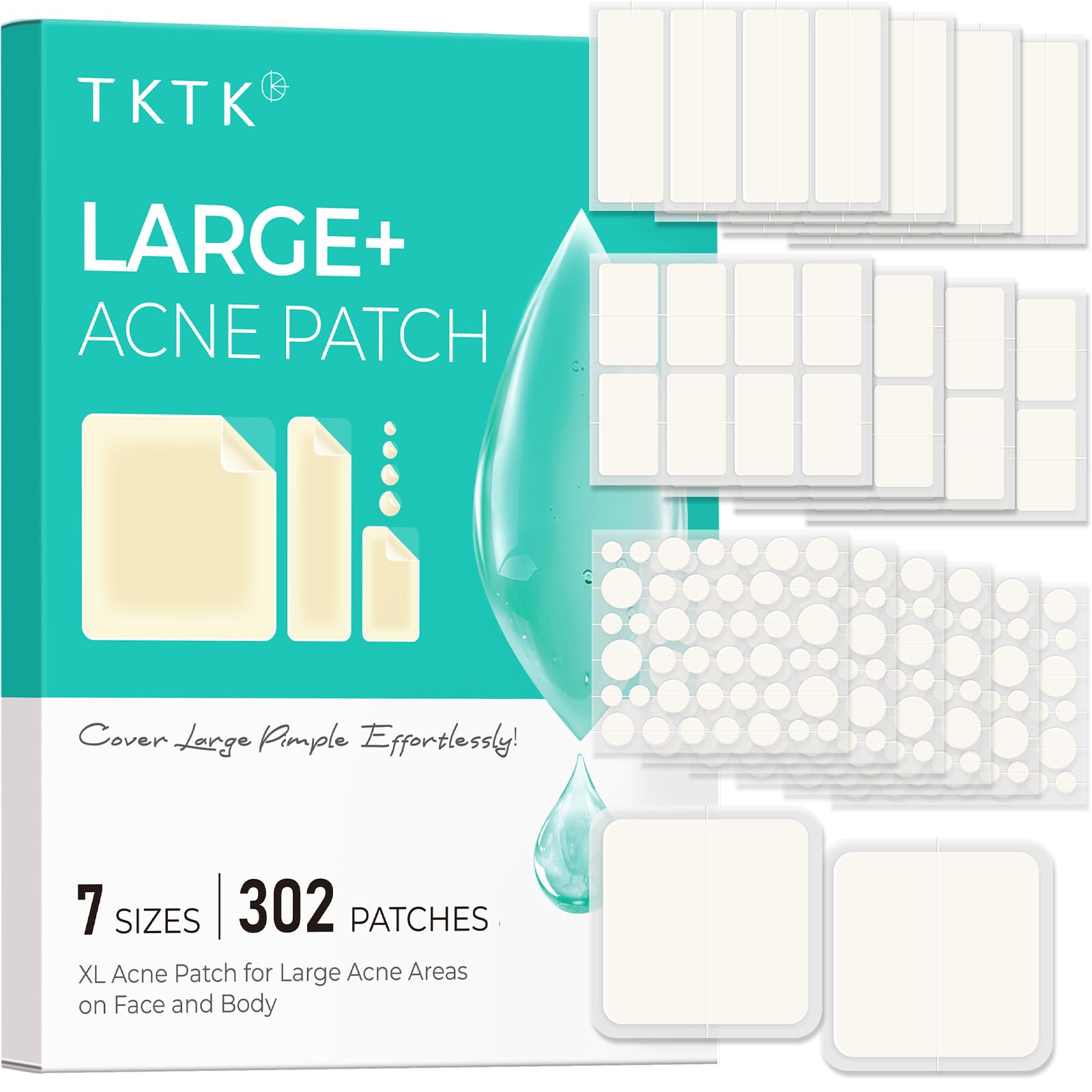TKTK envase frontal mostrando 302 parches y beneficios visibles