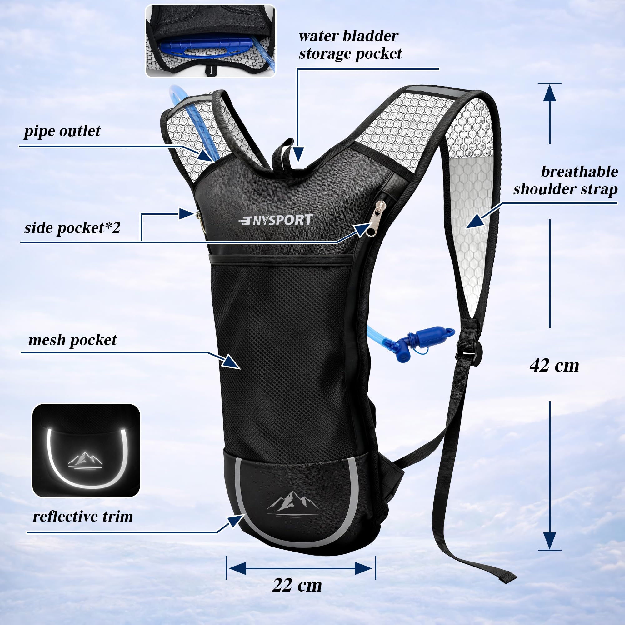 TNYSPORT mochila en uso durante senderismo ofreciendo estabilidad y ajuste