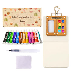 Tobios estuche frontal cerrado mostrando portabilidad y organización