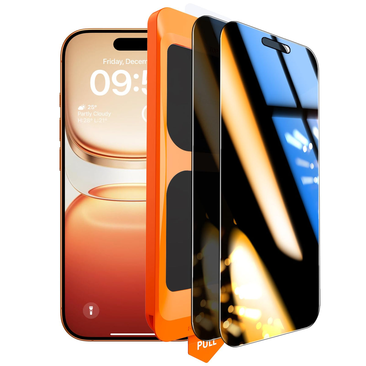 TOCOL vista frontal del protector mostrando ajuste perfecto y privacidad