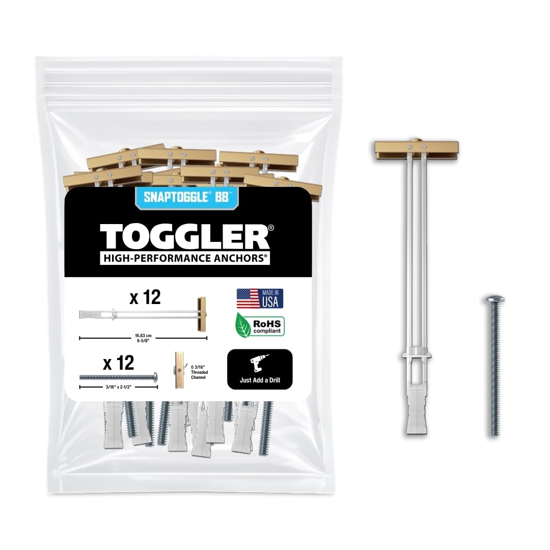 TOGGLER pack frontal del producto mostrando anclajes y pernos, claridad de contenido