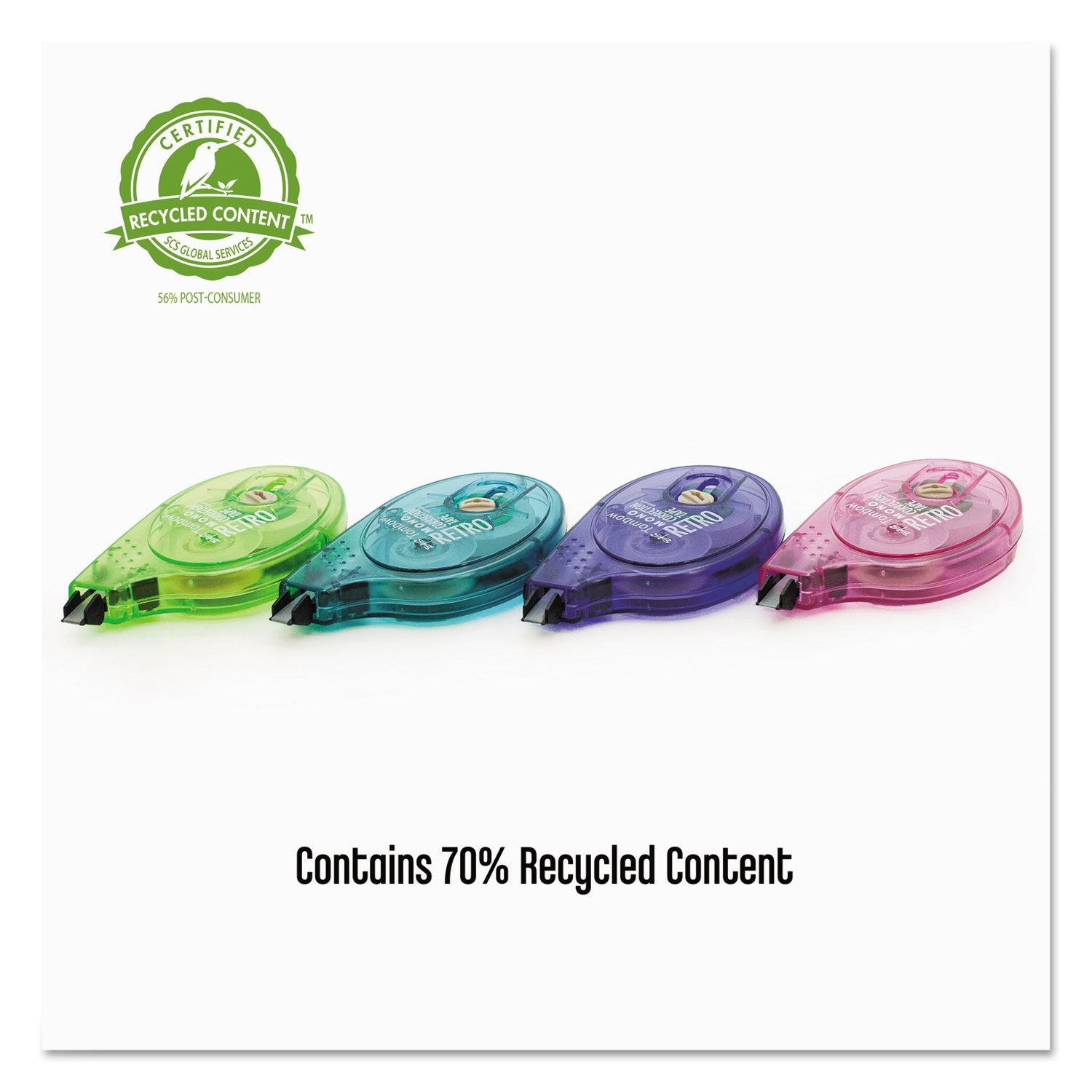 Tombow Mono cinta extendida mostrando película resistente y cobertura uniforme