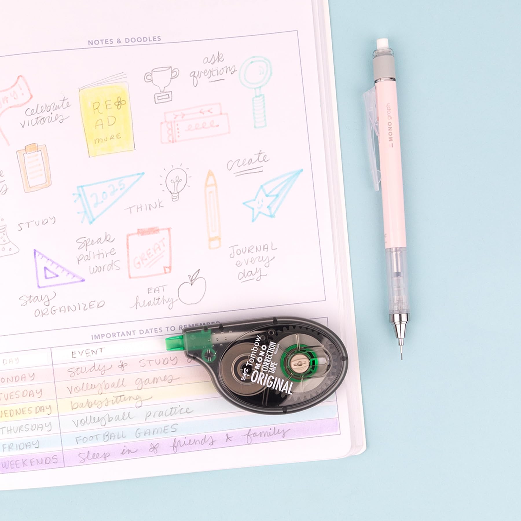 Tombow MONO uso en entorno escolar para correcciones limpias y rápidas