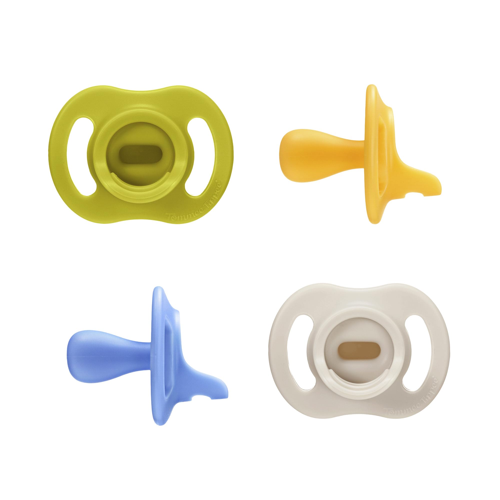 Tommee Tippee chupete frontal mostrando forma y color, comodidad inmediata