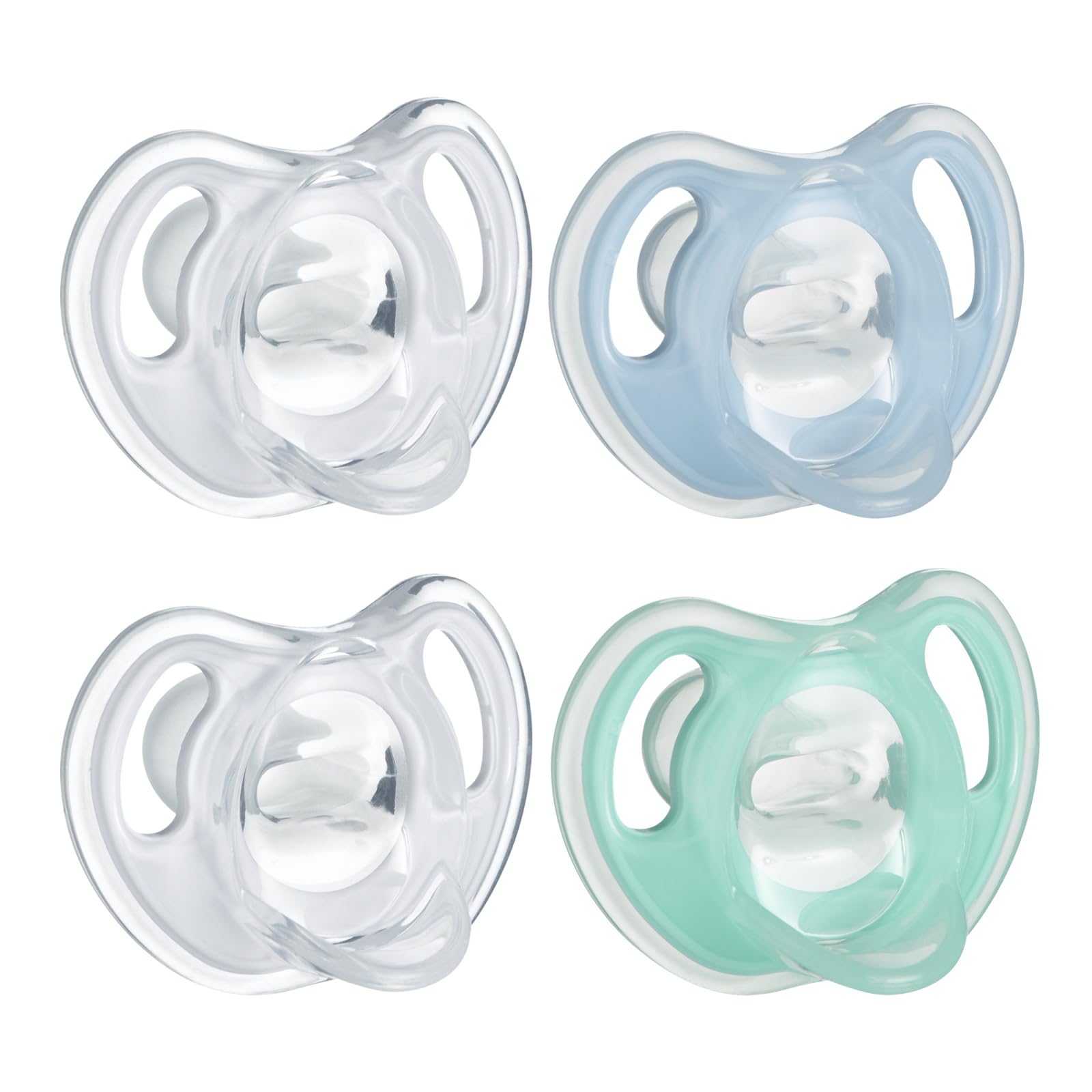 Tommee Tippee vista frontal del empaque con pack de 4 beneficios prácticos