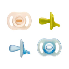 Tommee Tippee vista frontal del pack mostrando cuatro chupetes, conveniencia