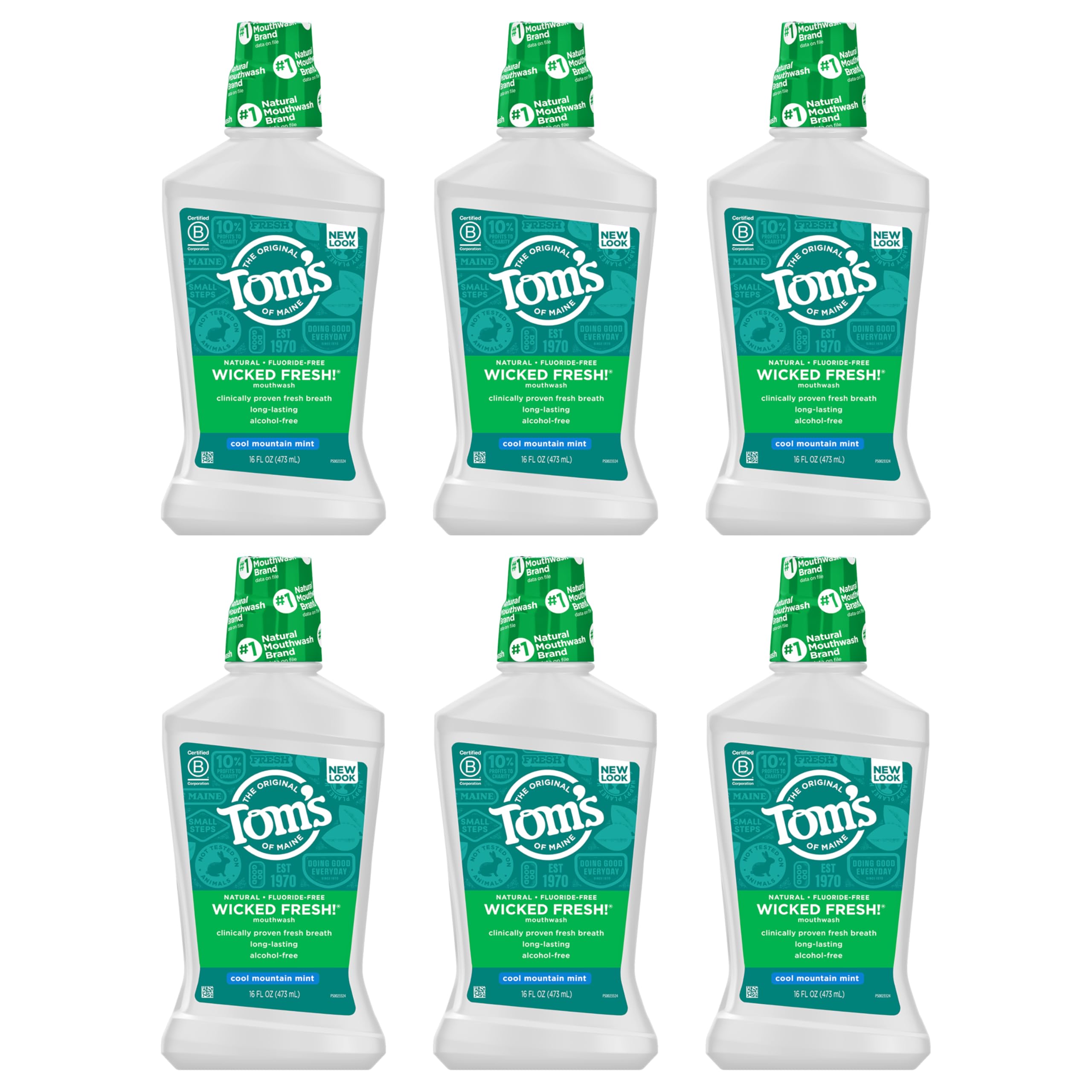 Tom's of Maine sello B Corp y símbolos eco destacando compromiso
