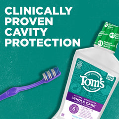 Tom's of Maine detalle de la etiqueta que muestra ingredientes y flúor beneficioso