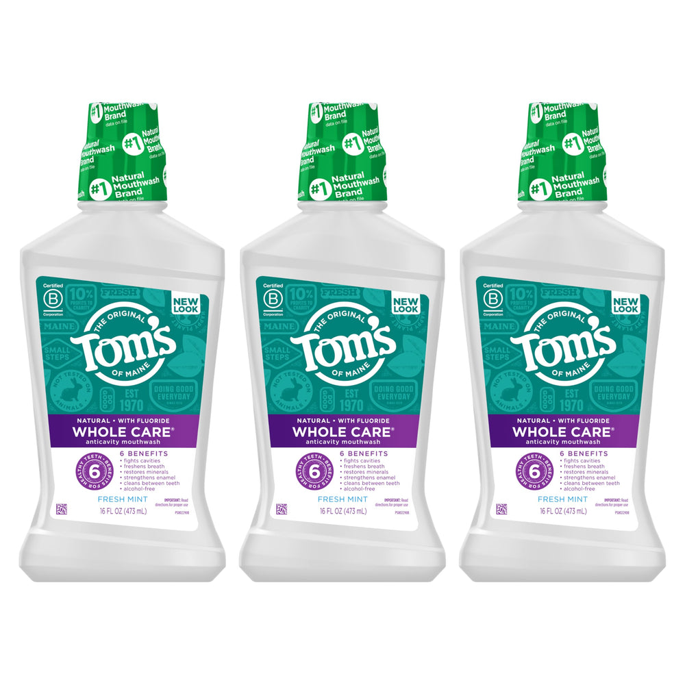 Tom's of Maine hojas de menta y lista de ingredientes naturales, frescura real