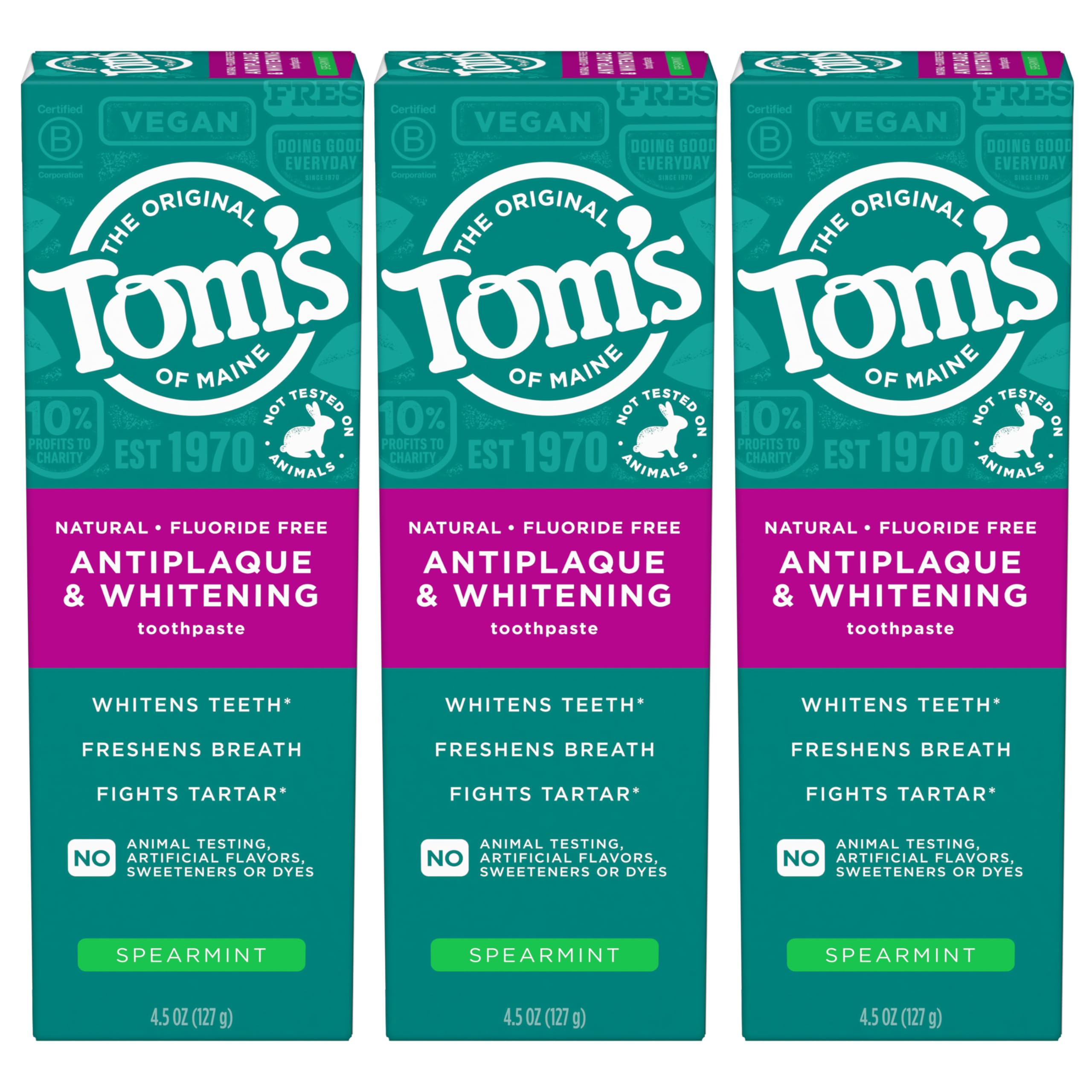 Tom's of Maine frontal del tubo mostrando el diseño y claridad del producto