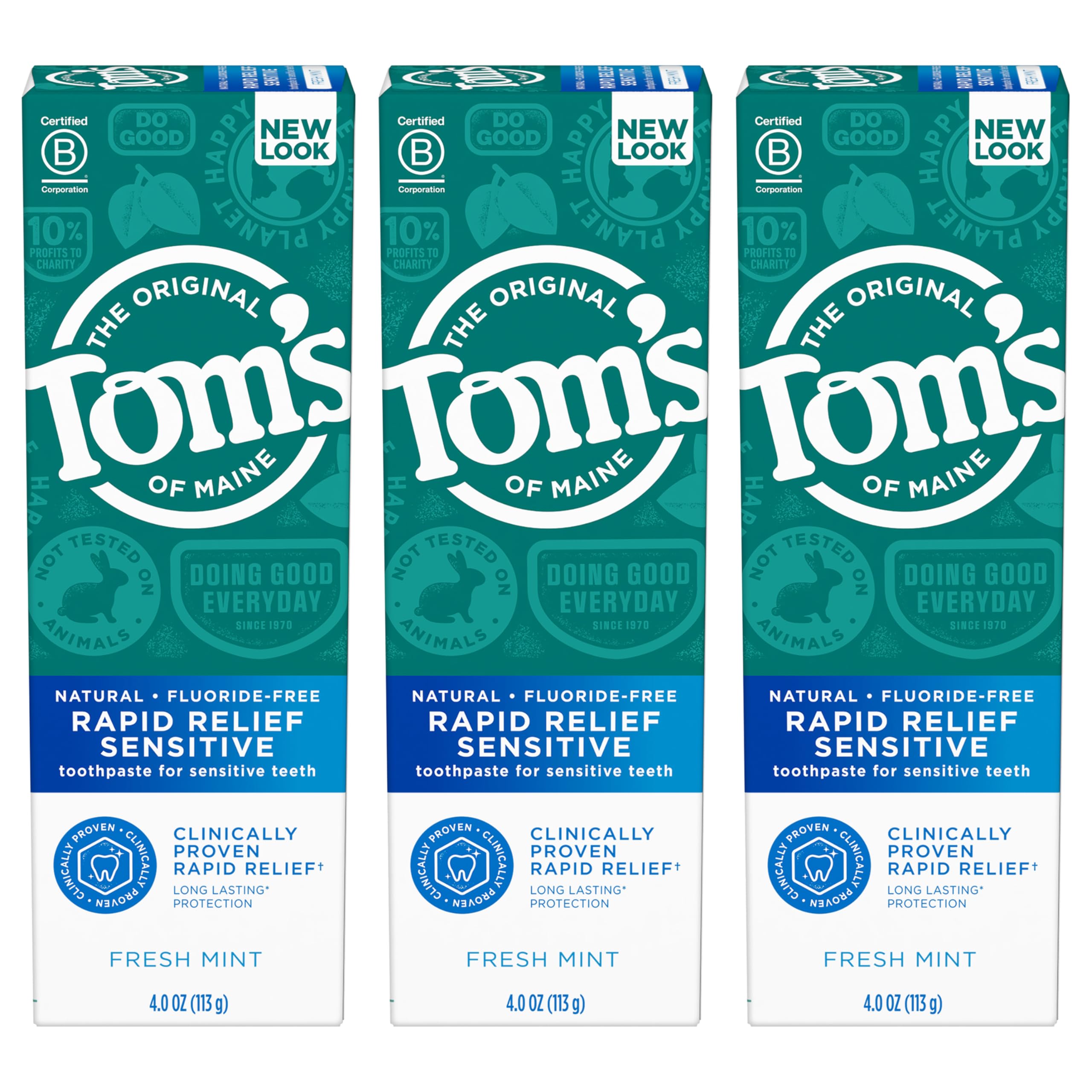 Tom's of Maine frente del empaque menta fresca mostrando beneficios