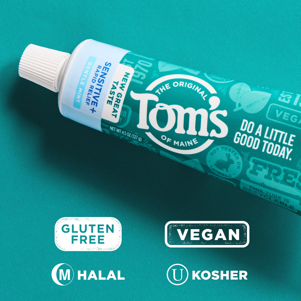 Tom's of Maine tres tubos juntos mostrando el pack de 3 unidades