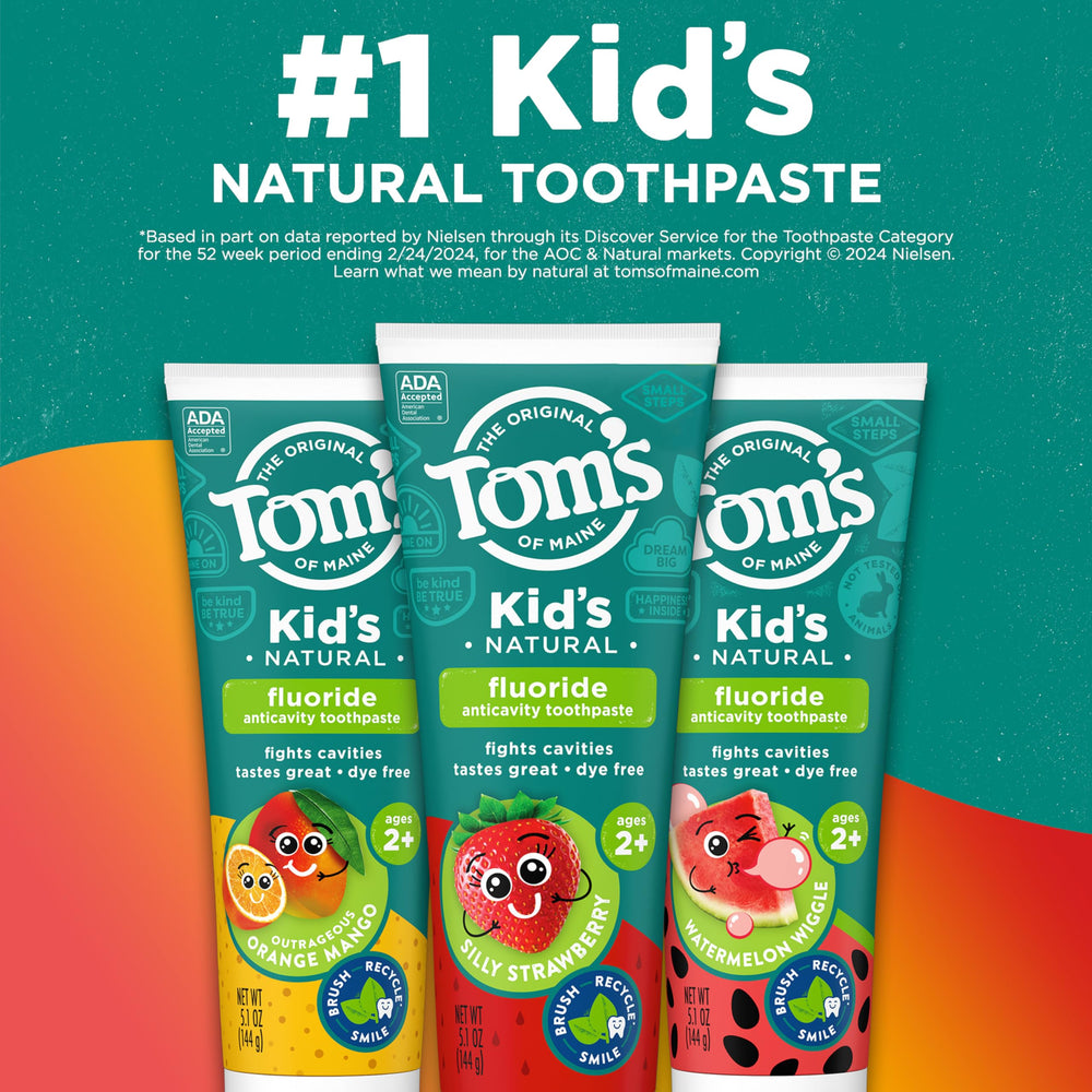 Tom's of Maine tubo fresa detalle del envase y atractivo para niños