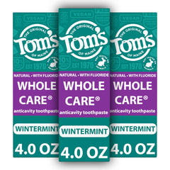 Tom's of Maine frente del paquete mostrando las tres unidades y beneficios