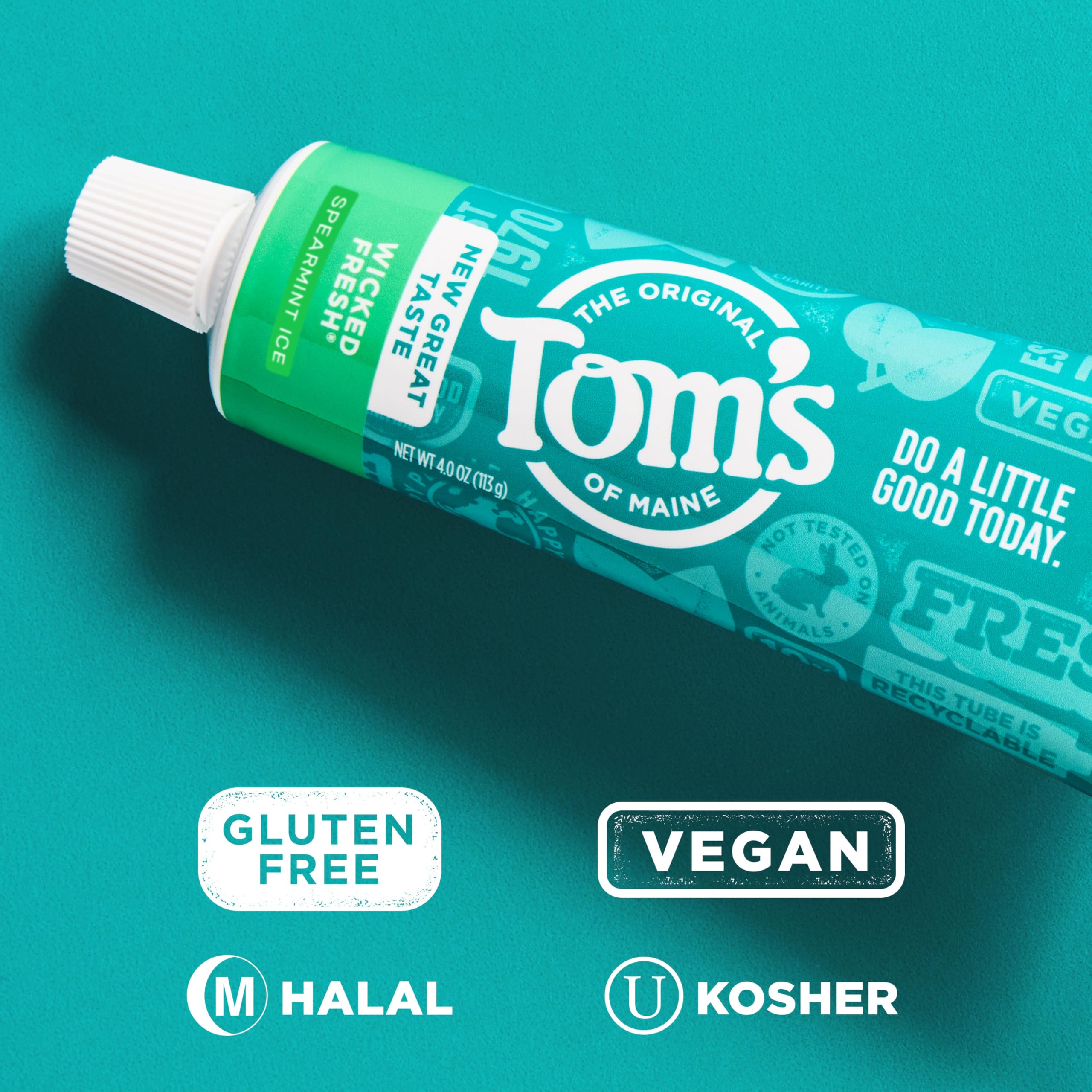 Tom's of Maine espuma spearmint en primer plano que sugiere aliento fresco