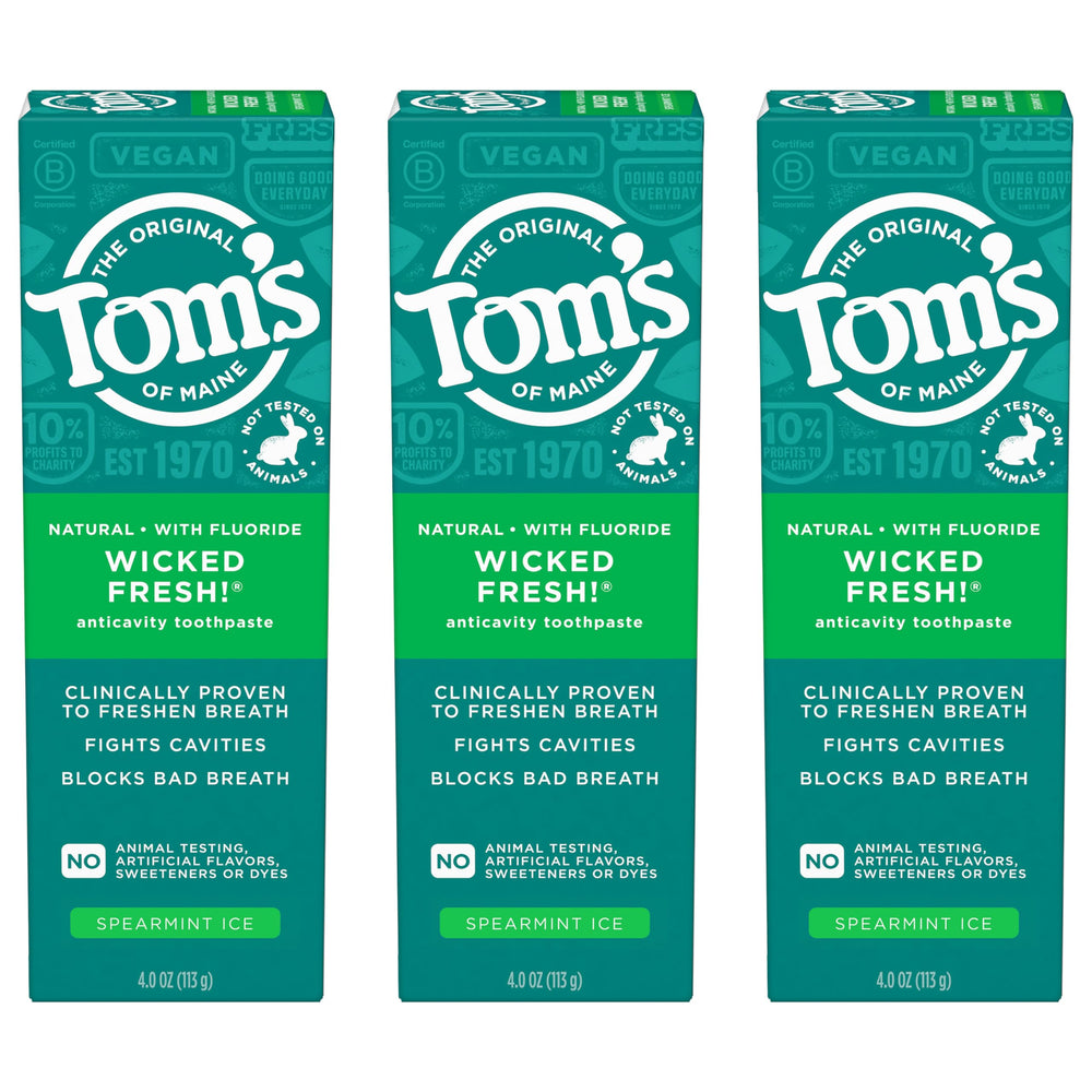 Tom's of Maine frontal del paquete mostrando diseño y beneficio fresco