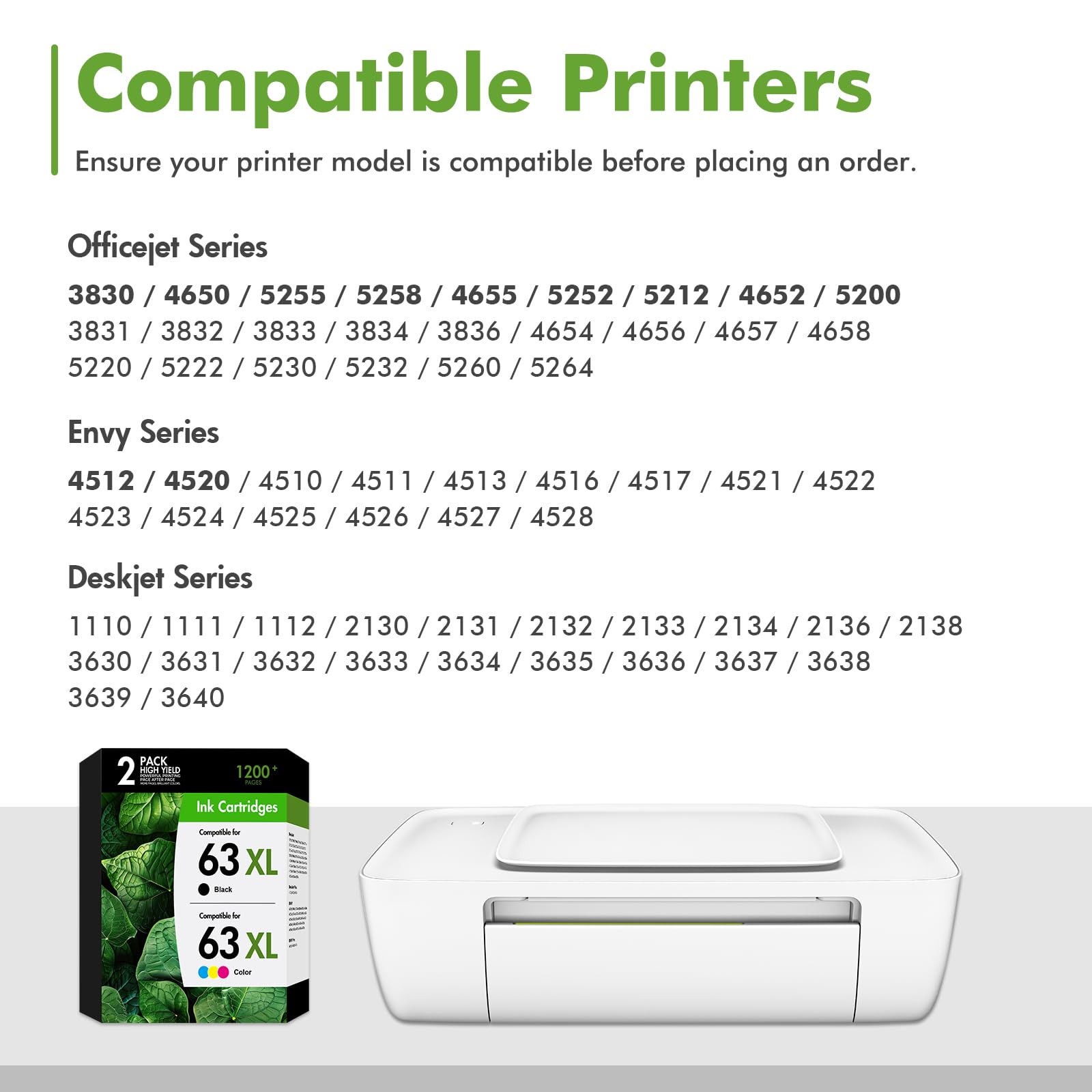 Tonassy etiqueta compatible 63/63XL con información de modelo clara