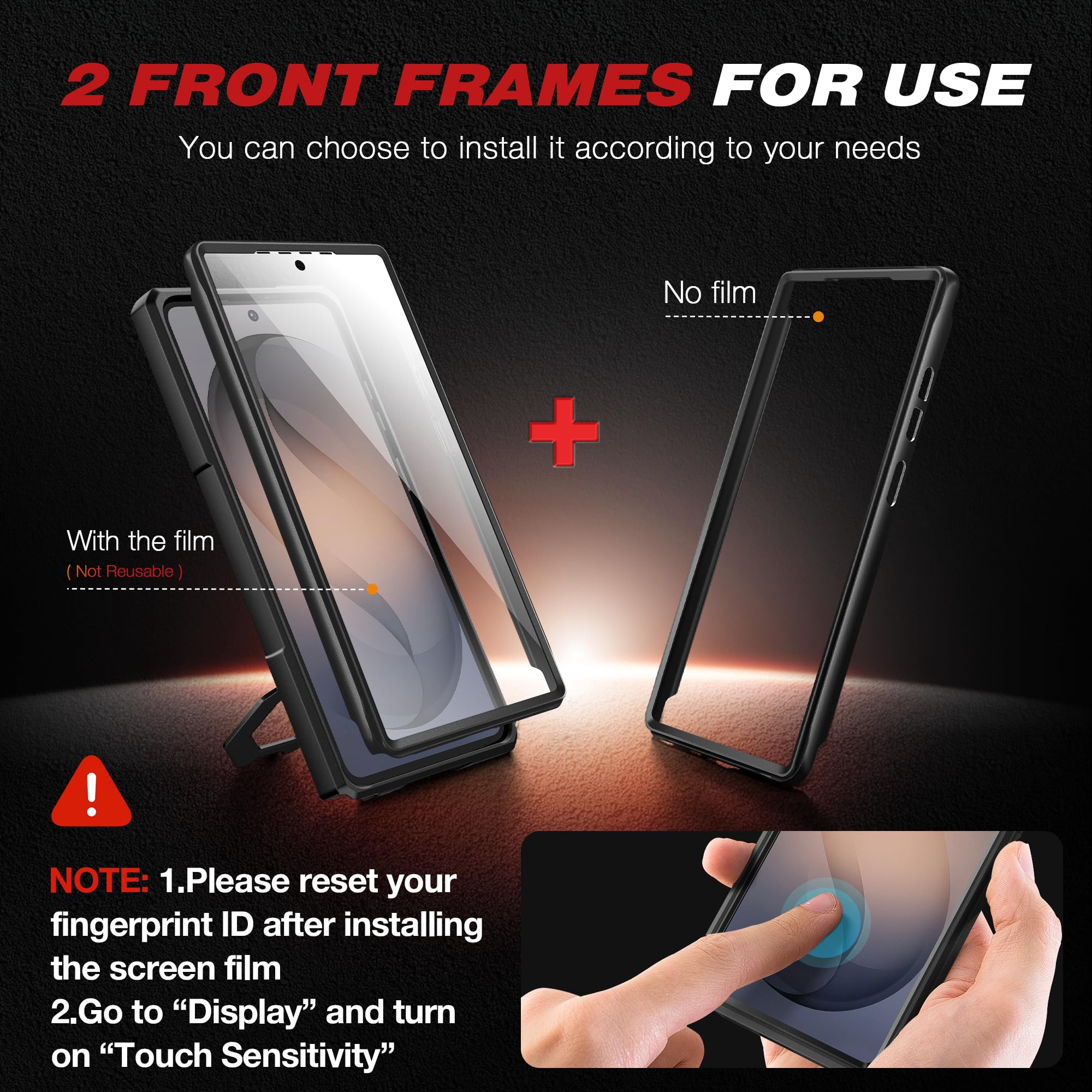 TONGATE marco frontal con protector de pantalla integrado y ajuste