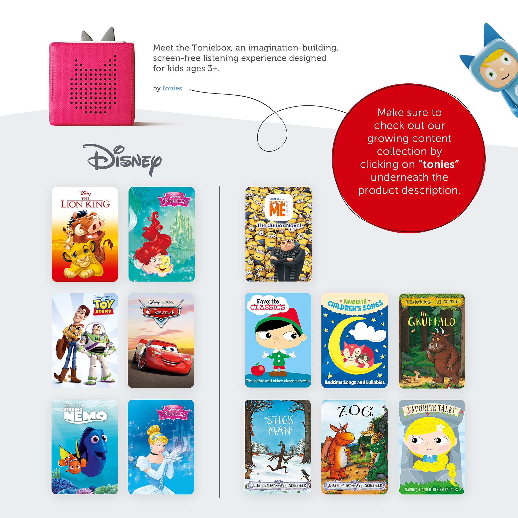 Contenido del Starter Set Tonies con caja abierta y accesorios visibles