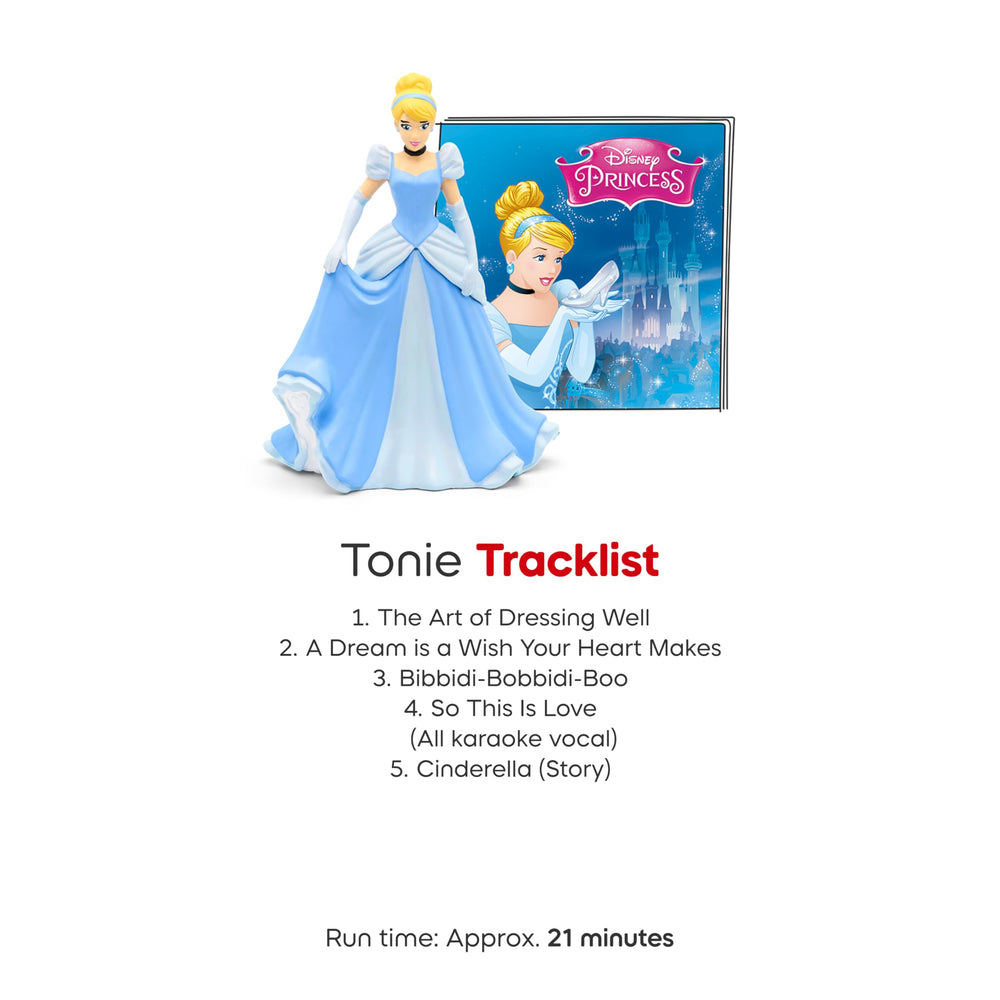 Tonies Cinderella imagen que sugiere las canciones y la narración incluida