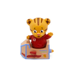 Tonies Daniel the Tiger colocado sobre una Toniebox activando canciones y cuentos
