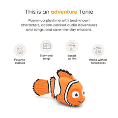 Tonies Nemo junto a una regla para escala, Tonies, tamaño apto para manos pequeñas