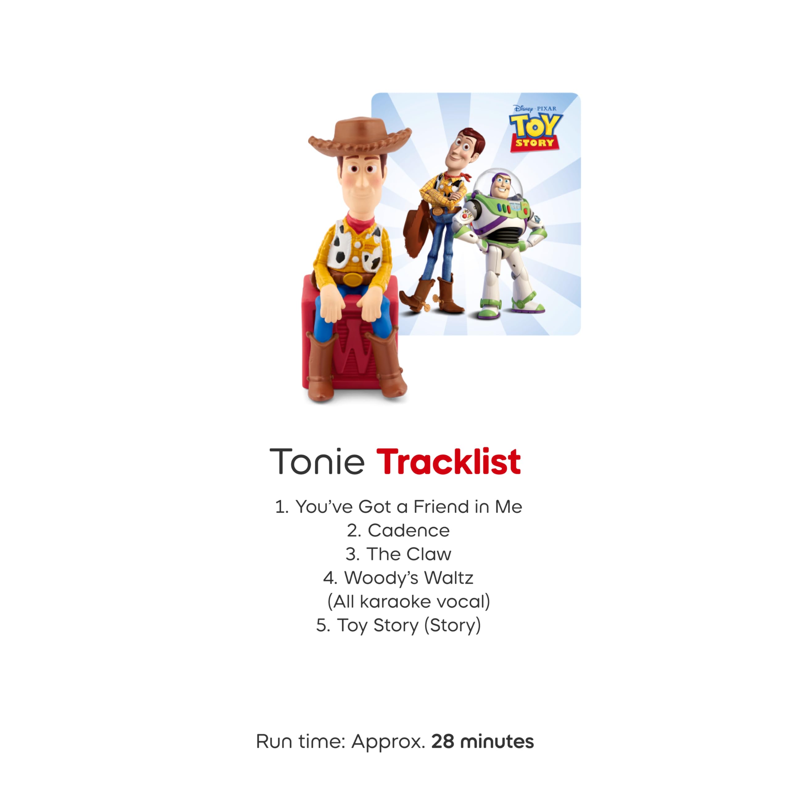 Comparación de tamaño Woody Tonies junto a mano de niño, manejo fácil para pequeño