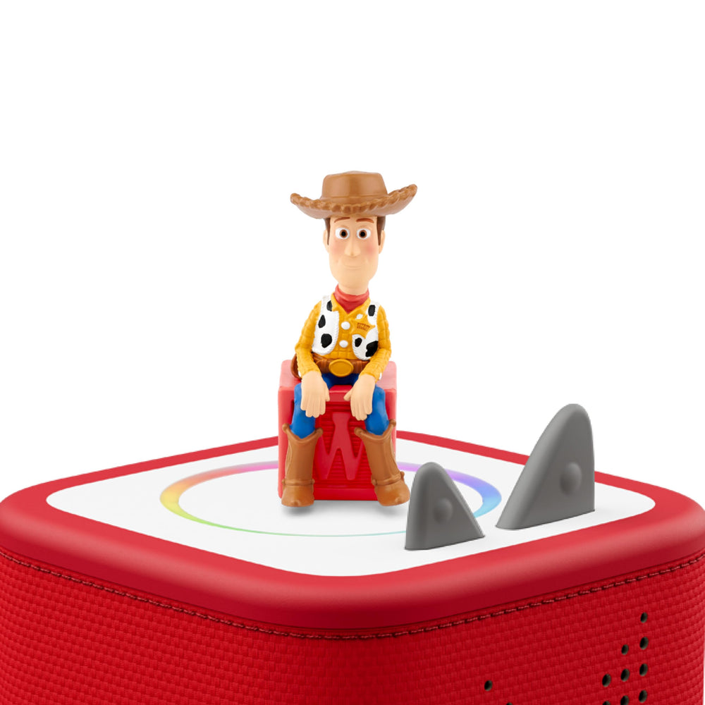 Primer plano del rostro de Woody Tonies, detalle resistente y seguro para niños