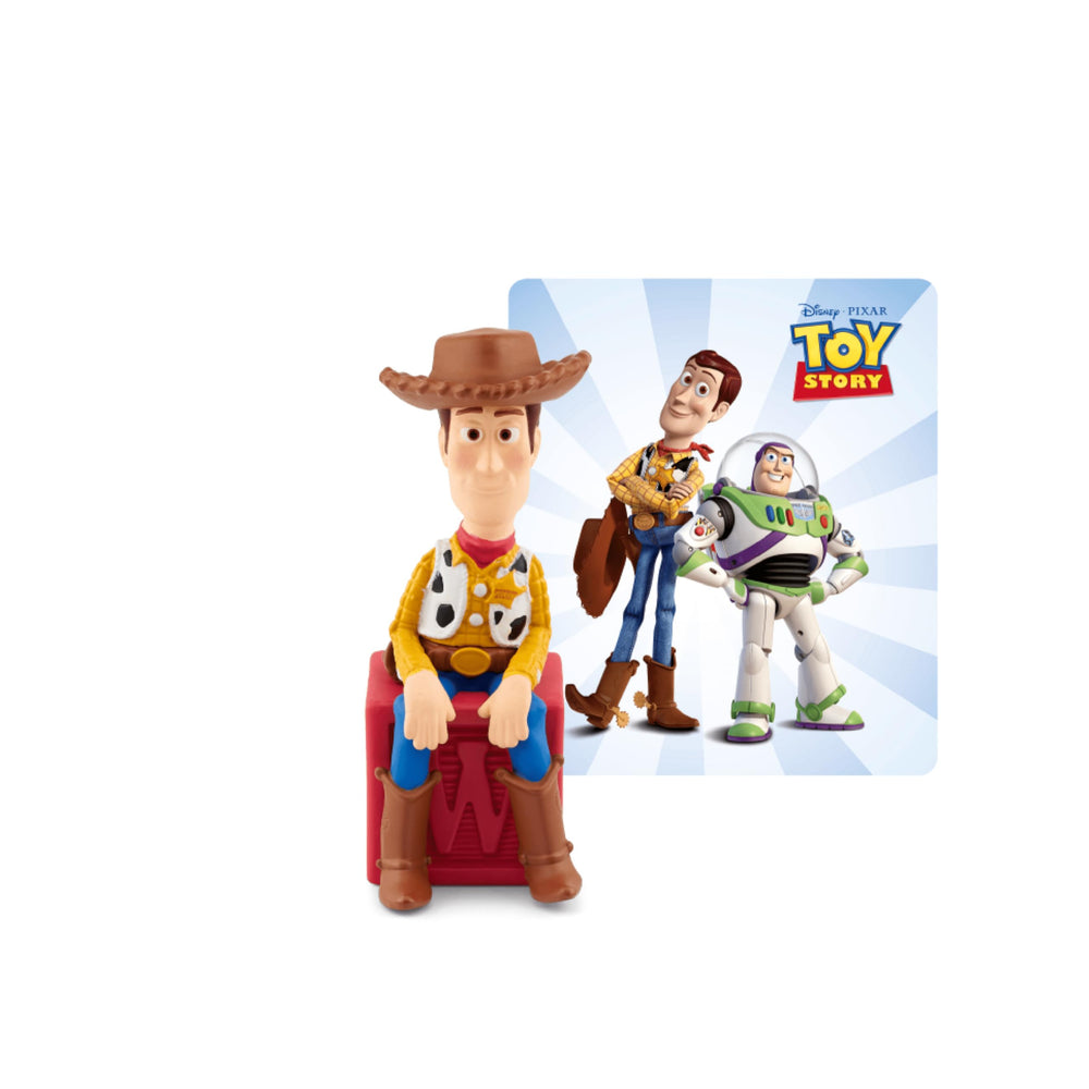 Tonies Woody frontal mostrando la figura y muñeco, facilita identificación rápida