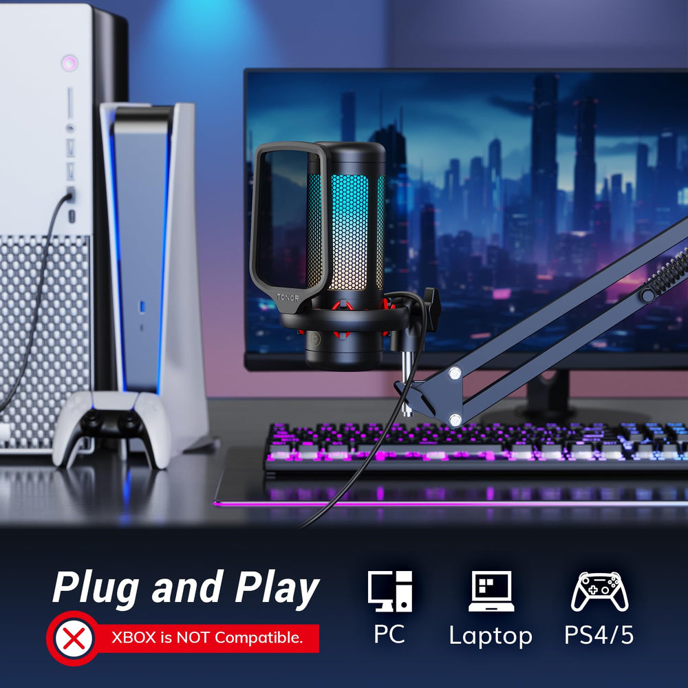 TONOR TC310+ control de ganancia y tap mute táctil, ajustes rápidos