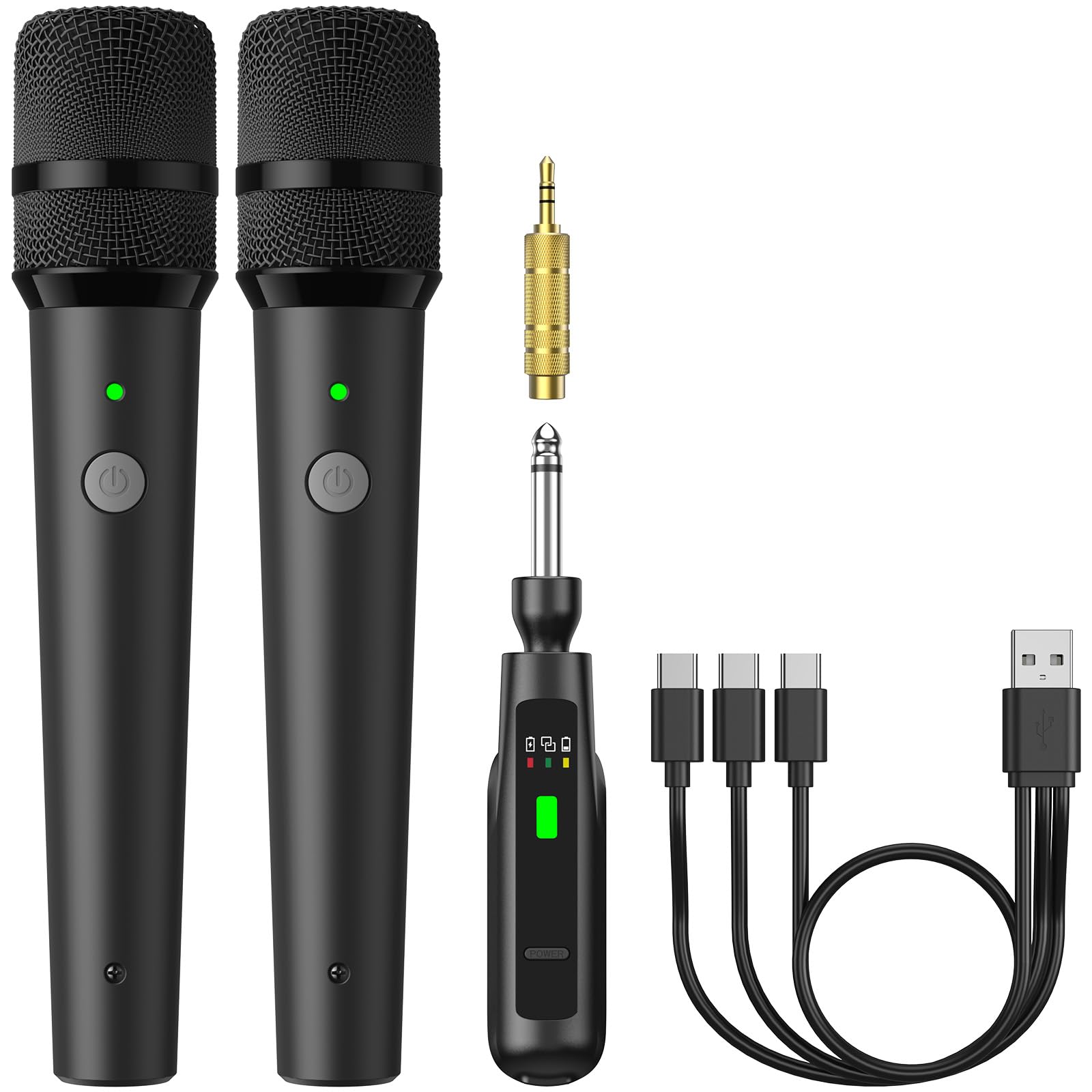 TONOR vista frontal del paquete con dos micrófonos y receptor, ideal para presentaciones