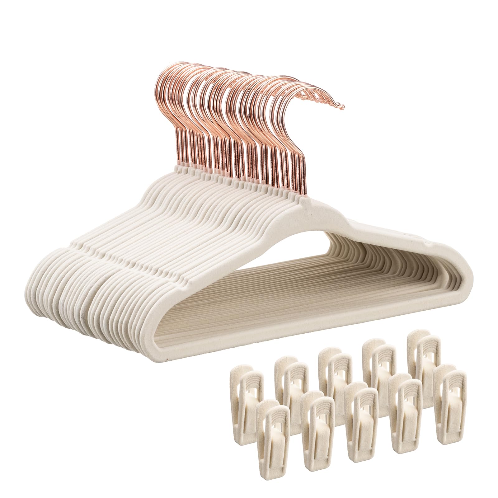 Tonswachic perchas frontal mostrando paquete y color beige, ahorro de espacio