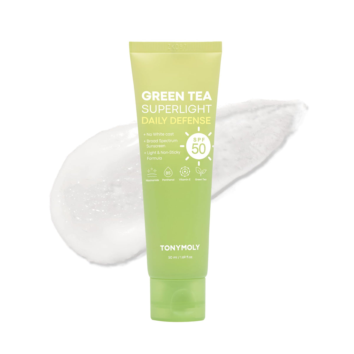 TONYMOLY vista frontal del empaque mostrando el protector y beneficios