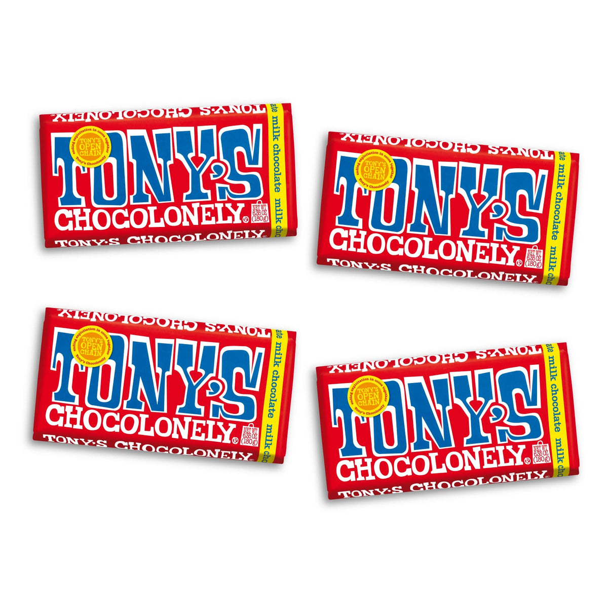 Tony’s Chocolonely vista frontal mostrando empaque atractivo y calidad